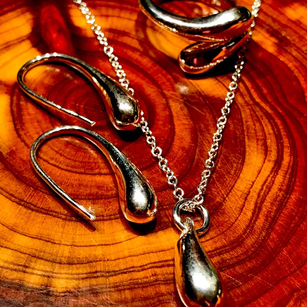 Silver set, ring, earrings and necklace